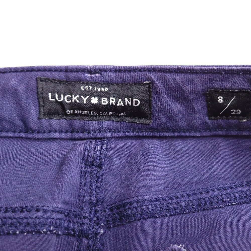 Lucky Brand Womens Lolita Skinny Jeans 8 Raw Hem Low Rise Purple Stretch - Picture 7 of 9